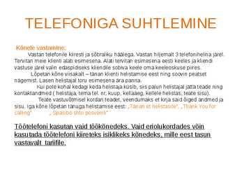 Teenindusstandardid presentatsioon 2014 #2