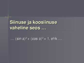Teravnurga siinus ja koosiinuse vaheline seos #4