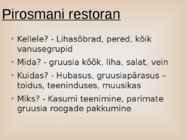 Toidlustusettevõtteid võrdlev analüüs #5