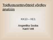 Toidlustusettevõtteid võrdlev analüüs