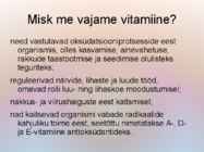 Vitamiinide mõju ainevahetusele #2