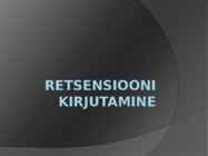Retsensiooni kirjutamine