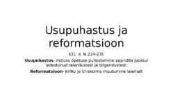 Usupuhastus ja reformatsioon