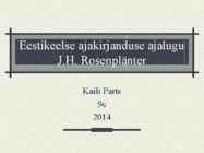 Eestikeelse ajakirjanduse ajalugu-J H Rosenplänter