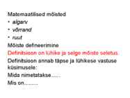 Defineerimine ja algmõisted #2
