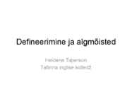 Defineerimine ja algmõisted