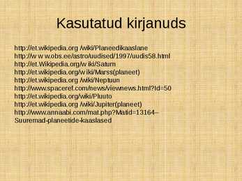 Planeetide kaaslased - ettekanne #16