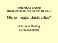Mis on majandusteadus