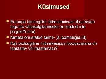 Bioloogilise mitmekesisuse vähenemine #12