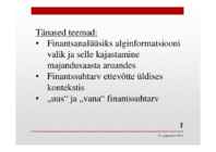 Finantssuhtarvud kaasajal #2