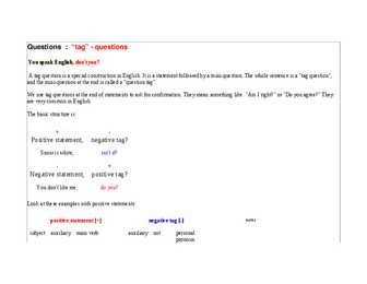 Tag - questions