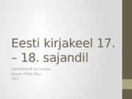 Eesti kirjakeel 17-sajandil