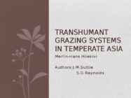 Transhumant Grazing systems in Temperate Asia