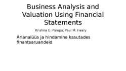 Business Analysis and Valuation Using Financial Statements