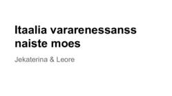 Itaalia vararenessanss naiste moes