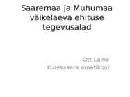 Saaremaa ja Muhumaa väikelaeva ehituse tegevusalad