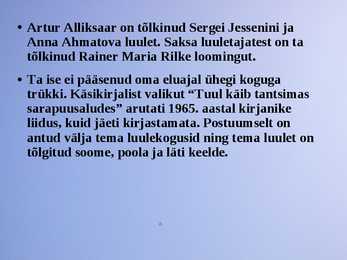 Artur Alliksaare elulugu ja luule #5