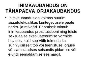 Inimkaubanduse ennetamine #2