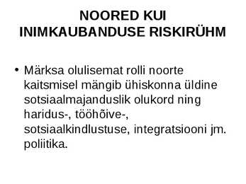 Inimkaubanduse ennetamine #27