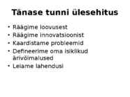 Ettevõtluse ja turunduse alused-Loovus ja innovatsioon #4