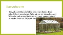 Soojusnähtused kasvuhoones #2