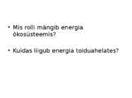Energiavoog ökosüsteemis #2