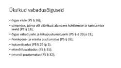Riigiõigus - Põhiõigused-vabadused ja kohustused #14