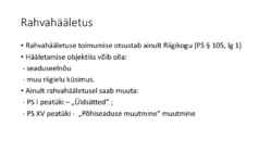 Riigiõigus - Seadusandlus-rahandus-riigieelarve #3