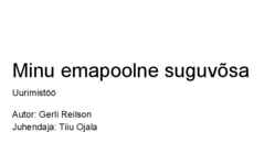 Minu emapoolne suguvõsa