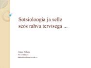 Sotsioloogia ja selle seos rahva tervisega