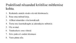 Kriitiline mõtlemine ja praktilised nõuanded #11
