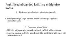 Kriitiline mõtlemine ja praktilised nõuanded #12