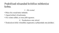 Kriitiline mõtlemine ja praktilised nõuanded #14