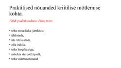 Kriitiline mõtlemine ja praktilised nõuanded #15