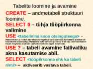 Andmebaaside struktuur-andmehalduskeskkonnad-tabelid-andmetüübid ja avaldised #16