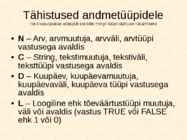 Andmebaaside struktuur-andmehalduskeskkonnad-tabelid-andmetüübid ja avaldised #31