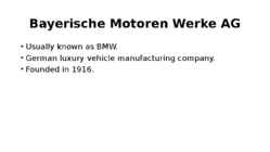 Bayerische Motoren Werke AG #2