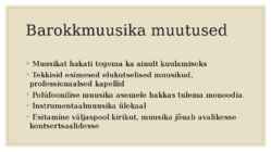 Barokkmuusika levimine ja eripärad #2