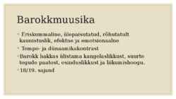 Barokkmuusika levimine ja eripärad #3