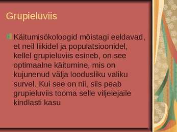 Grupieluviis ja territoriaalsus #2