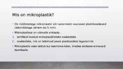 Mikroplastik keskkonna saastajana #2