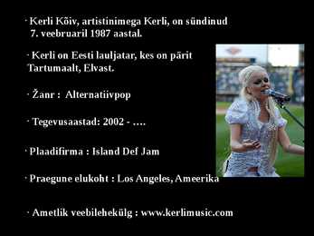 Eesti popmuusika - Kerli Kõiv #2