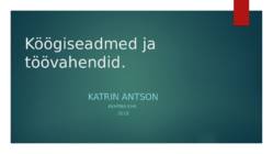 Köögiseadmed ja töövahendid