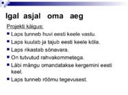 Lõimumisprojekt-IGAL ASJAL OMA AEG-- #9