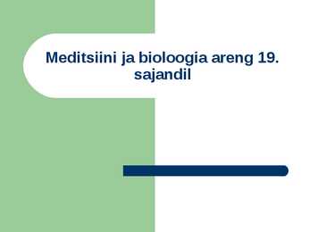 Meditsiin ja bioloogia 19-sajandil