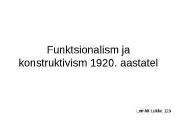 Funktsionalism ja konstruktivism 1920