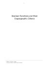 Boolean Functions and their Cryptographic Criteria
