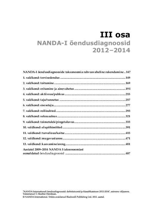 NANDA õendusdiagnoosid 2012-2014 e-raamat #177