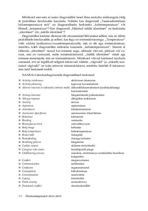 NANDA õendusdiagnoosid 2012-2014 e-raamat #88