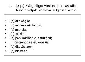 Ökoloogia ja keskkonnakaitse täidetud test #7